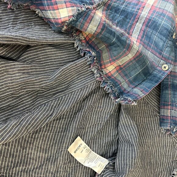 We The Free Seeking Starlight Plaid Light Blue Boho Coastal Cowgirl Top Size M - Picture 13 of 14